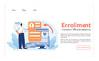 © inspiring.team - Enrollment process visualized. Flat vector illustration