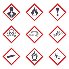 GHS hazard symbols for chemicals icon symbol set of pictograms