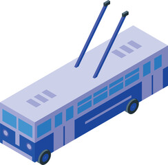 Wall Mural - Illustration of a trolleybus moving through a city street with its pantograph extended