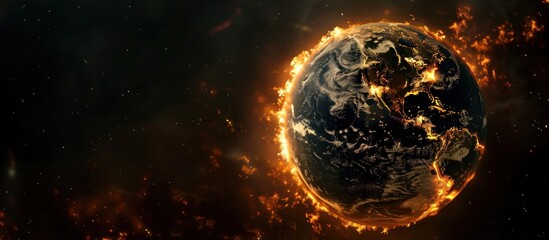 Wall Mural - Earth in Flames: A Visual Representation of Climate Change