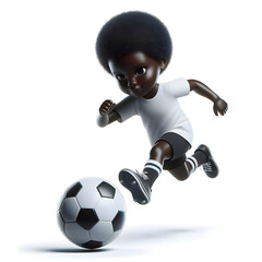 Wall Mural - 3D football (soccer) player in action, isolated on white background	