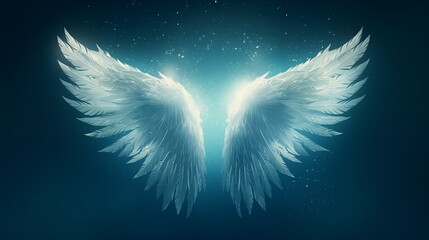 Wall Mural - Luminous Angel Wings in Night Sky