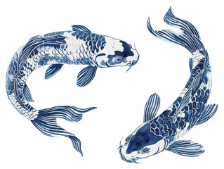 Sticker - PNG  Antique of koi drawing animal sketch.