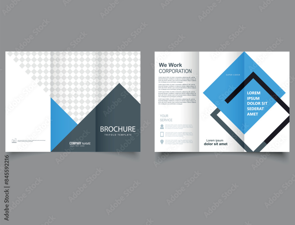 Trifold Template layout design with cover page for company profile ...