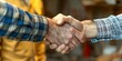 © Ян Заболотний - Contractor in plaid shirt shaking hands with client finalizing residential renovation. Concept Home Renovation, Contractor Services, Plaid Shirt, Client Interaction, Handshake Deal