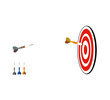 © Watthana Tirahimonch - Dartboard with Darts, three typical dart arrows center shot, achieve target concept, holding dart to target bullseye to win in business strategy goal achievement winning to success, transparent PNG
