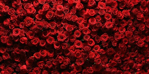 Wall Mural - only red roses, covering all the space