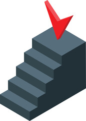 Canvas Print - 3d isometric career ladder leading to success with red check mark on top