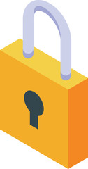 Sticker - Yellow padlock isometric icon representing the concept of data protection