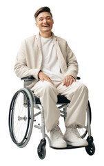 Sticker - PNG A disabled man wheelchair smiling sitting.