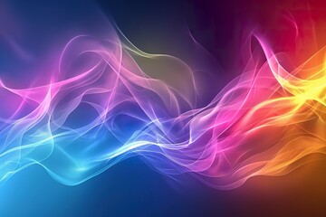Wall Mural - abstract image with blue, pink, and yellow swirling smoke.