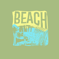 Wall Mural - Beach Paradise summer poster graphic tee