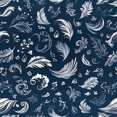 Poster - seamless pattern of white feathers, vector ready for design 