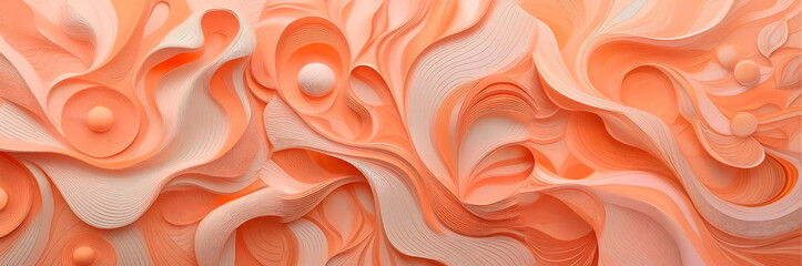 Canvas Print - Panoramic format abstract modern background design in peach fuzz mixed colors