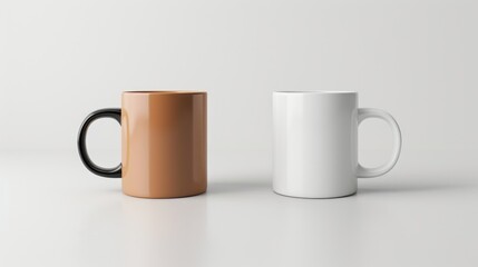 Two Coffee Mugs on a White Background Mock up