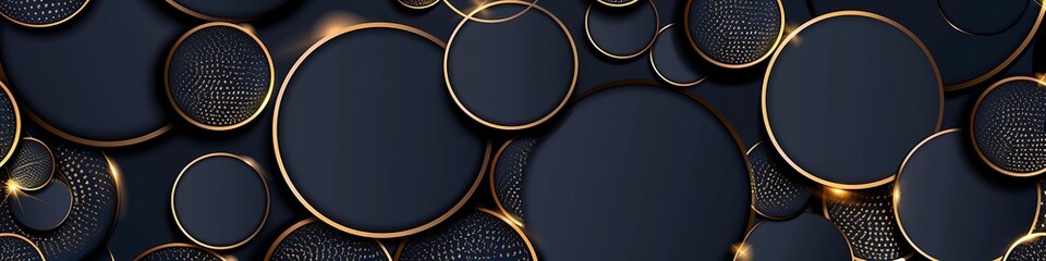 Abstract circles pattern luxury dark blue with gold vector background