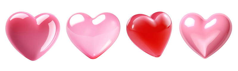 Wall Mural - 3d red heart png element set on transparent background