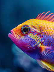 Wall Mural - Colorful exotic fish in an underwater aquarium setting.