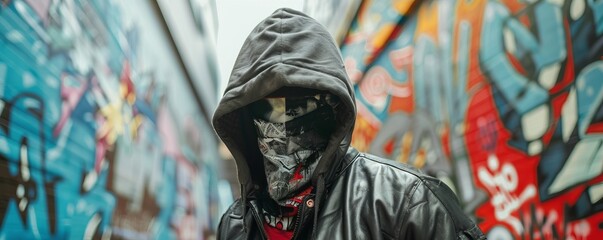 Urban street style portrait, with edgy urban fashion and street art backgrounds, hyperrealistic 4K photo.