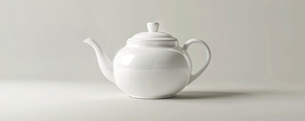 Isolated white ceramic teapot on white background mockup, 4K hyperrealistic photo