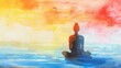 © Jelena - watercolor meditation and mindfulness lifestyle spiritual awareness concept pastel art