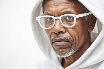 Sticker - Portrait of a Senior Man Wearing a White Hoodie