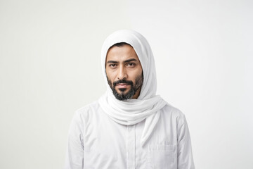 Canvas Print - Portrait of a Young Man Wearing a White Scarf