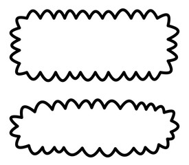 Sticker - Two scalloped speech bubbles with black outlines on white background