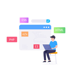 Wall Mural - web development modern flat design vector concept.