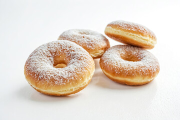 Poster - Coconut Glazed Donuts on White Background