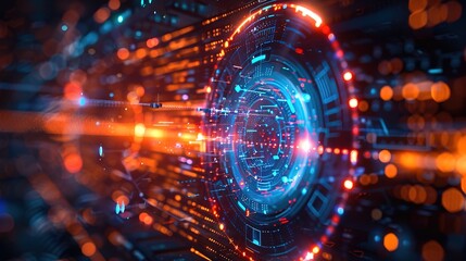 Digital backdround ideal for technological operations, neural networks, AI, data transmission and encryption