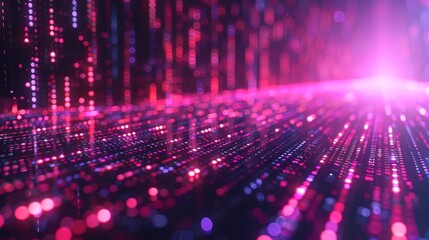 An abstract digital background with binary code and AI algorithms running in the background