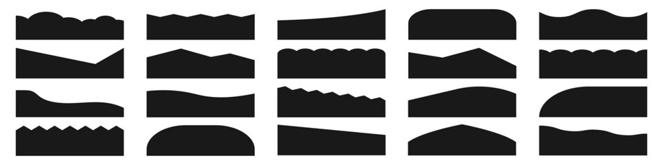 Collection of simple separator footers, modern dividers shapes for bottom of the page website