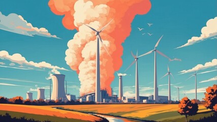 Wall Mural - Illustration of renewable energy sources