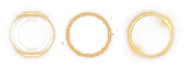 Wall Mural - yellow glowing round sparkle effects set