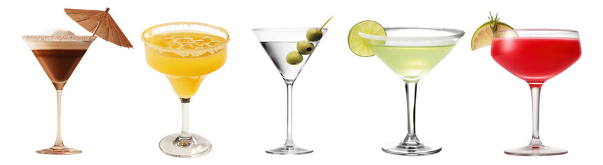 Canvas Print - Glass of diverse cocktail set