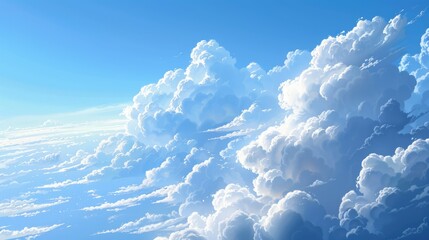 Poster - White fluffy clouds against a blue sky