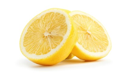Wall Mural - Lemon half and slice ripe isolated on white background with complete depth of field