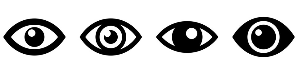 Wall Mural - Eye icons set. Different human eye icons. Black symbol of eye. Vector illustration.