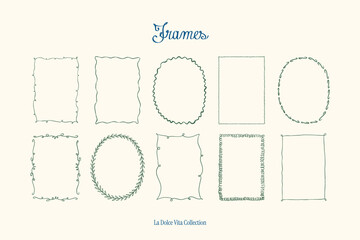 minimalist hand drawn vector frames collection. art for greeting cards, wedding invitations, poster 