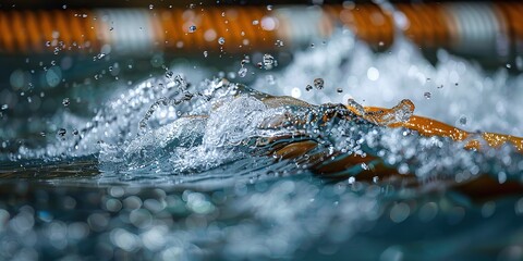 Wall Mural - this dynamic image features a young man swimming freestyle stroke in the pool training the image portrays the concept of professional sport health endurance strength and active lifestyle