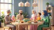 © stockpict - Heartwarming 3D Illustration: Family celebrate in Joyful Eid al-Adha Celebration or Eid Ramadan Gathering