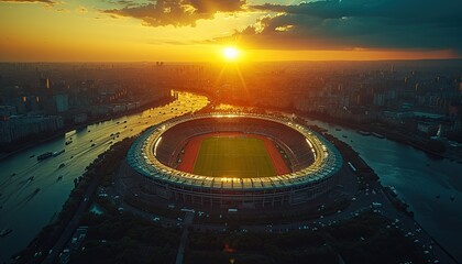Photo of the stadium in beautiful sunlight, running track