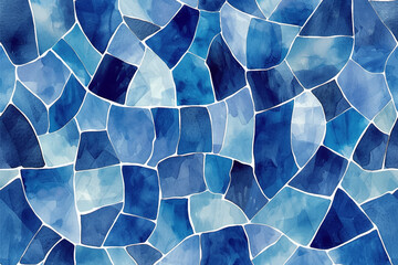 Wall Mural - illustration of indigo and blue colored geometric shapes pattern representing abstract background
