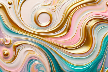 Wall Mural - smooth curves and swirls with oil paint, abstract background