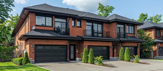 Wall Mural - Modern Brick Townhouse with Black Trim