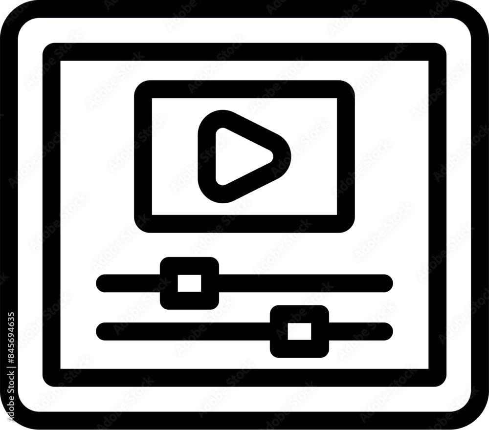 Simple icon of a video player showing a playing video with a progress ...