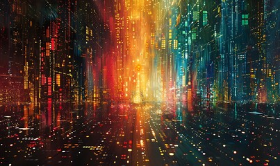 Illustration background Digital Matrix Abstract Perspectives on Technology and Data