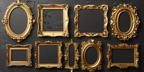 Wall Mural - frames with realistic details museum borders without gold ornate antique golden frames