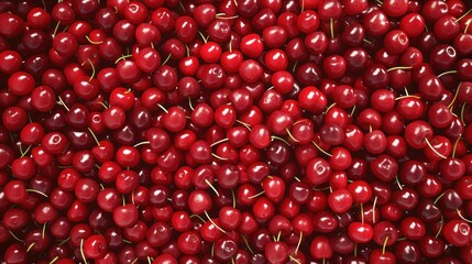 Wall Mural - A bunch of red cherries are piled on top of each other
